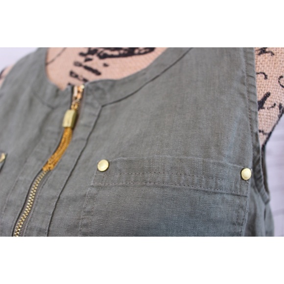 Ellen Tracy Olive Green Linen TankTop - Picture 2 of 3